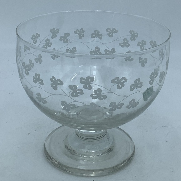 Eamon Other - Eamon Ireland Hand Engraved Glass Pedestal Shamrock  Bowl